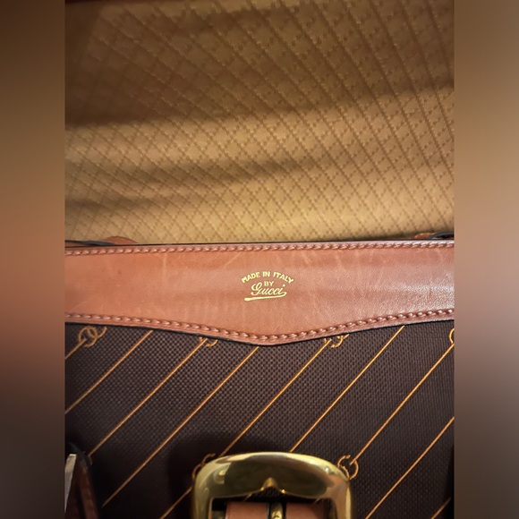 Gucci Diagonal GG Leather trim buckle Luggage 1970s - Picture 3 of 17